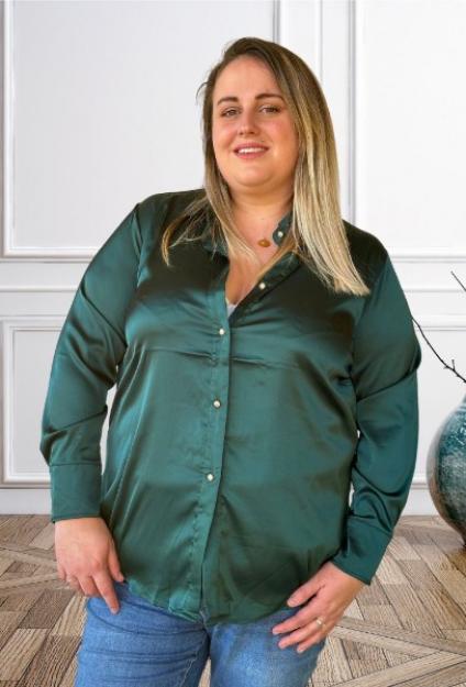 Chemise en satin vert Cynthia